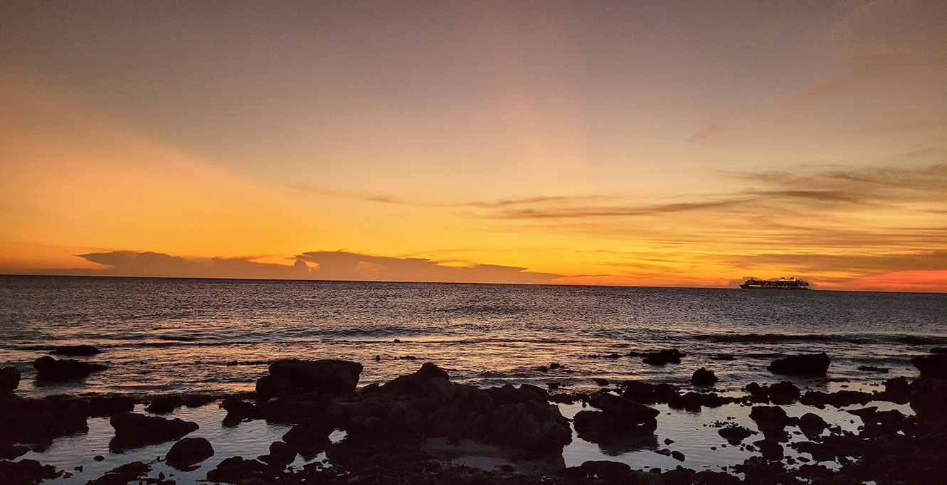 Sunset over the water on Bonaire